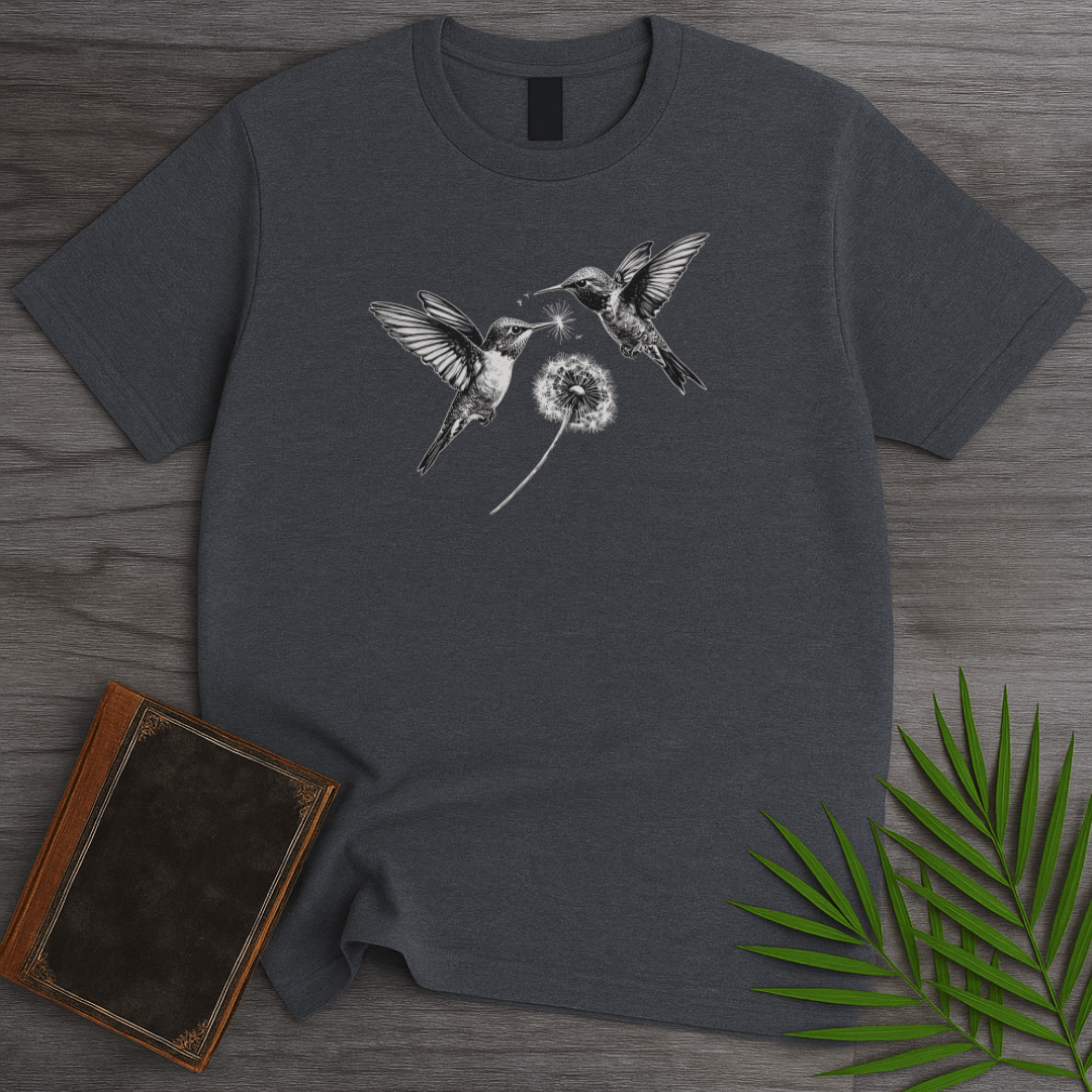 T-Shirt Dark Heather / S Hummingbird Dandelion Wishes T-Shirt