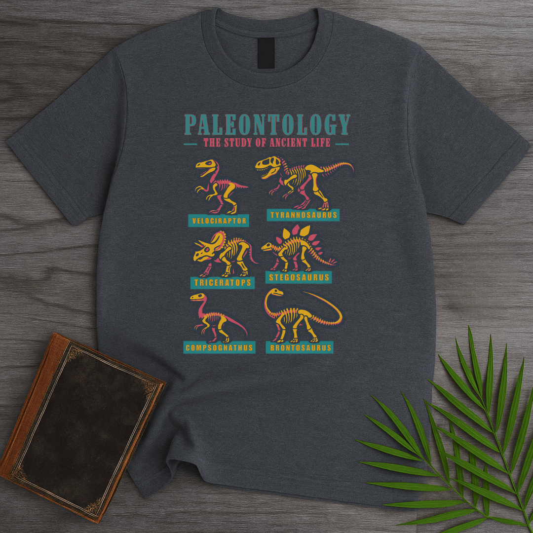 T-Shirt Dark Heather / S Paleontology Vintage Fossil Names T-Shirt