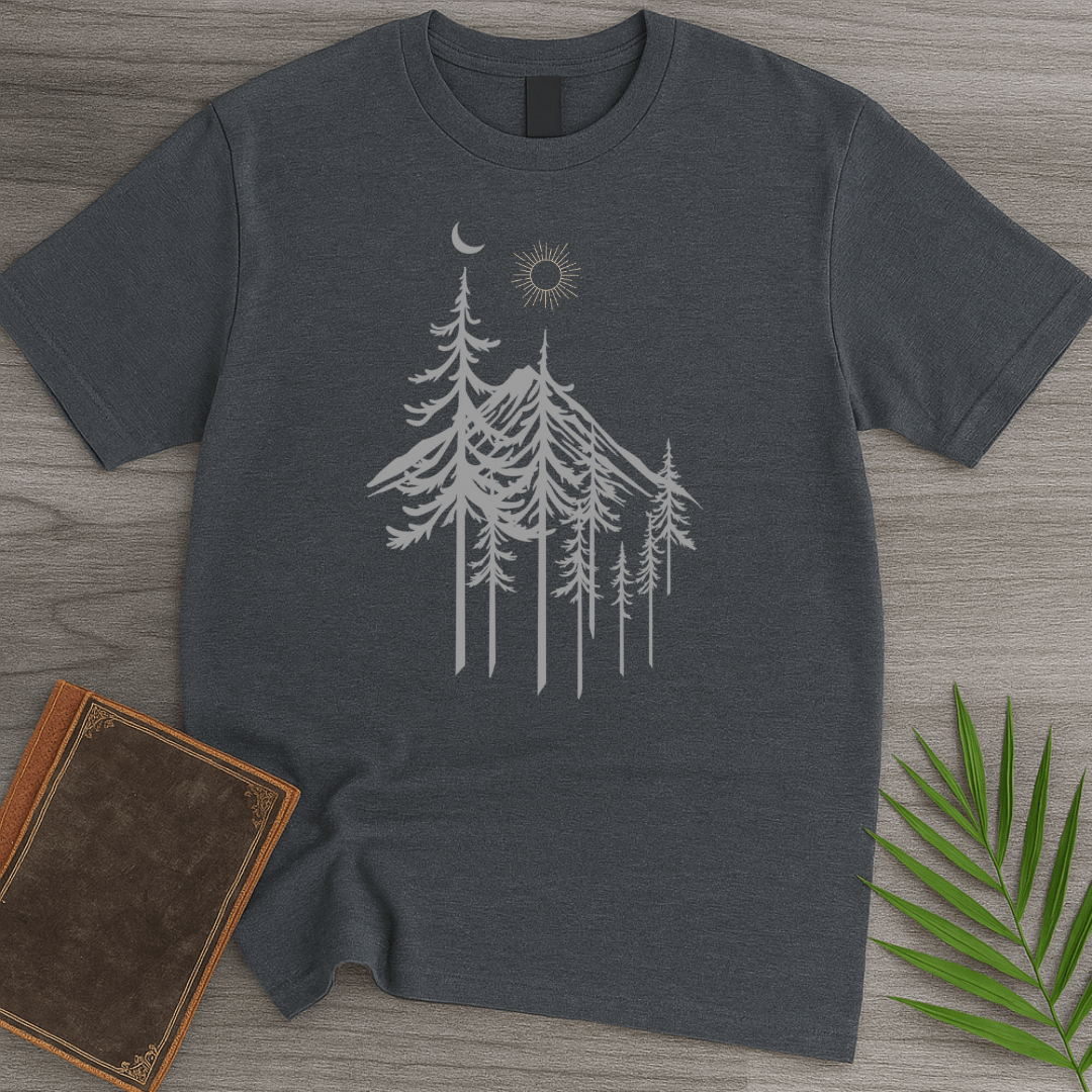 T-Shirt Dark Heather / S Pine Forest Sun and Moon T-Shirt
