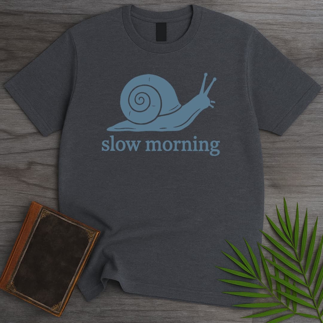 T-Shirt Dark Heather / S Slow Morning Snail T-Shirt