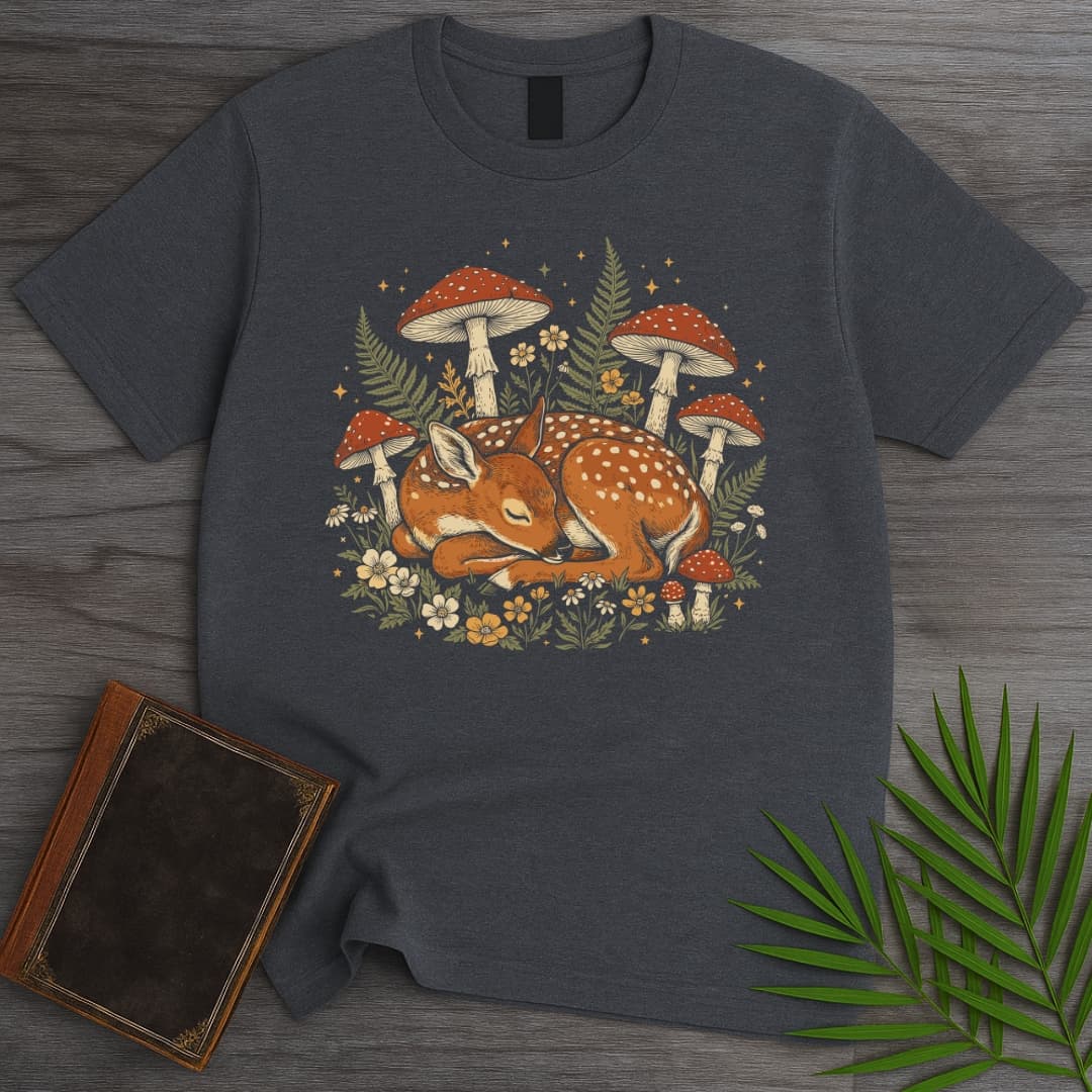 T-Shirt Dark Heather / S Slumbering Meadow Fawn T-Shirt