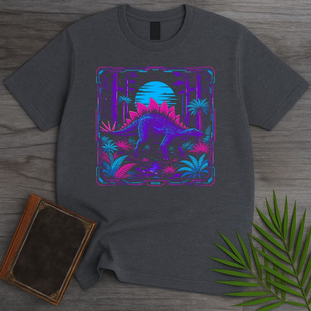 T-Shirt Dark Heather / S Stegosaurus Cyber Time T-Shirt