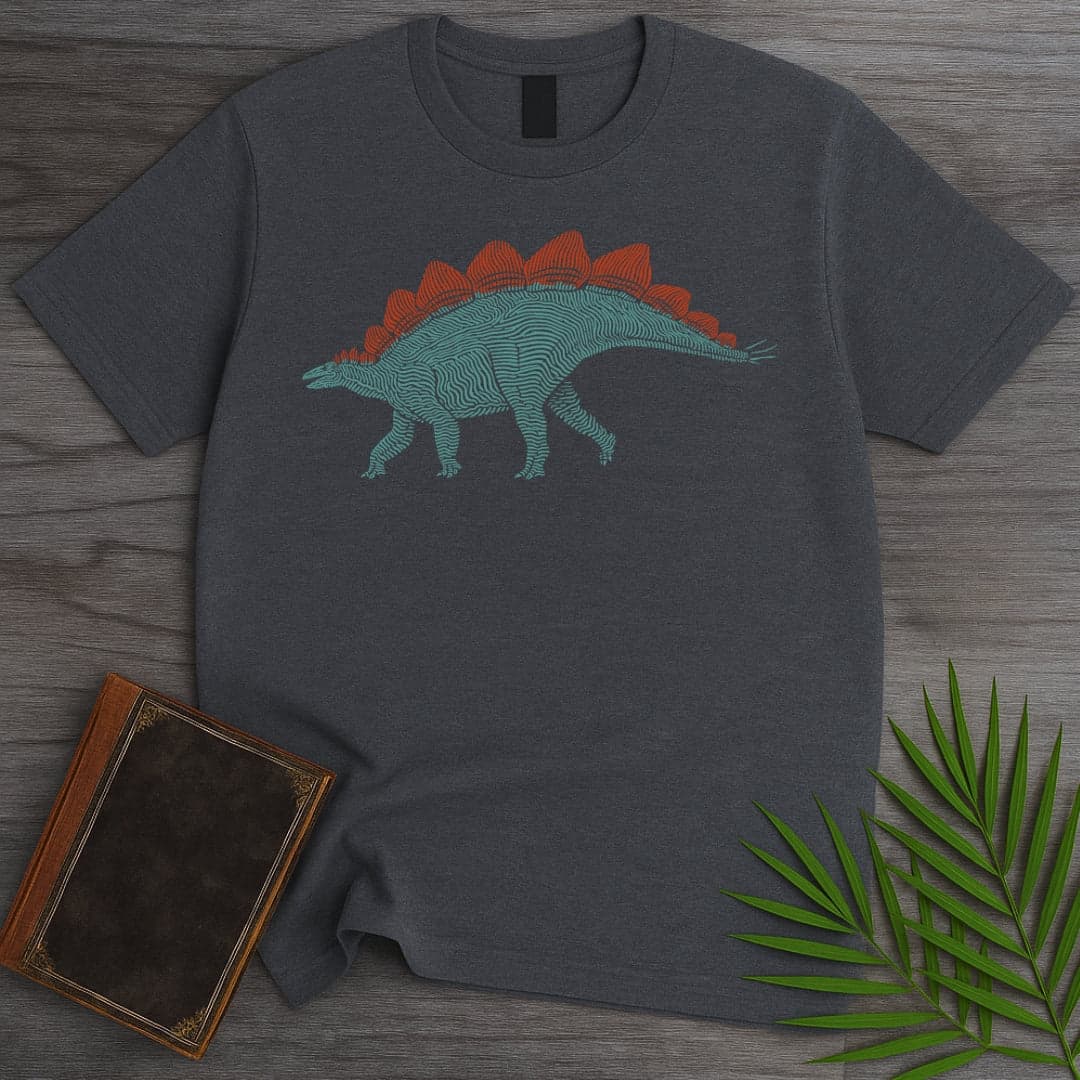 T-Shirt Dark Heather / S Stegosaurus Waves T-Shirt