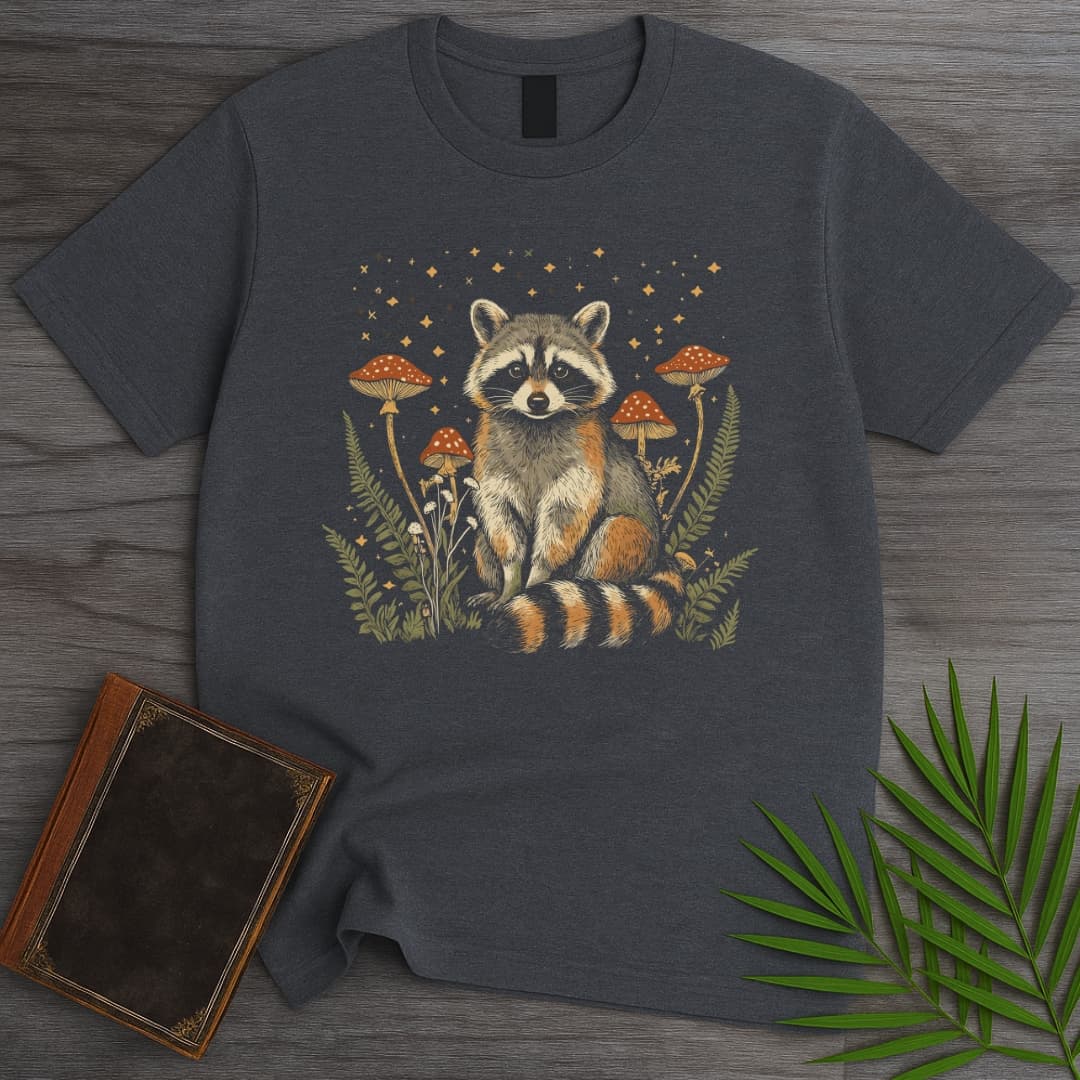 T-Shirt Dark Heather / S Twilight Toadstool Raccoon T-Shirt