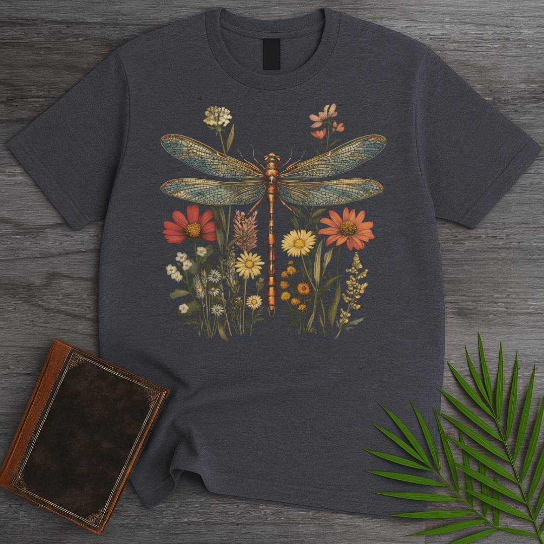 T-Shirt Dark Heather / S Vintage Dragonfly Cottagecore T-shirt