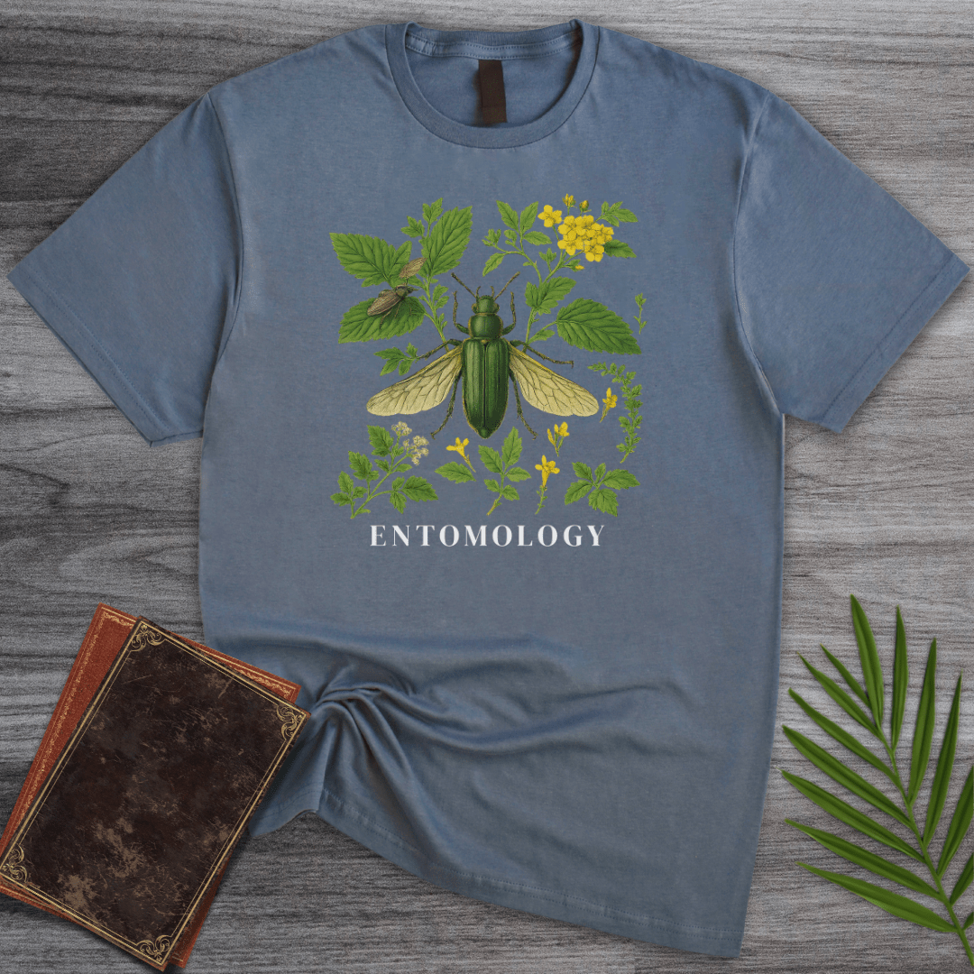 T-Shirt Heather Indigo / S Entomology: Green Beetle T-Shirt