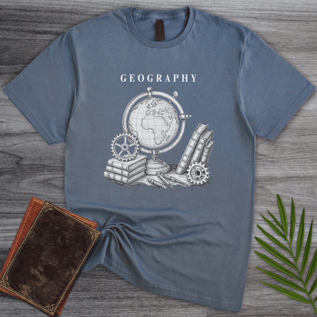 T-Shirt Heather Indigo / S Geography Illustration Graphic T-Shirt
