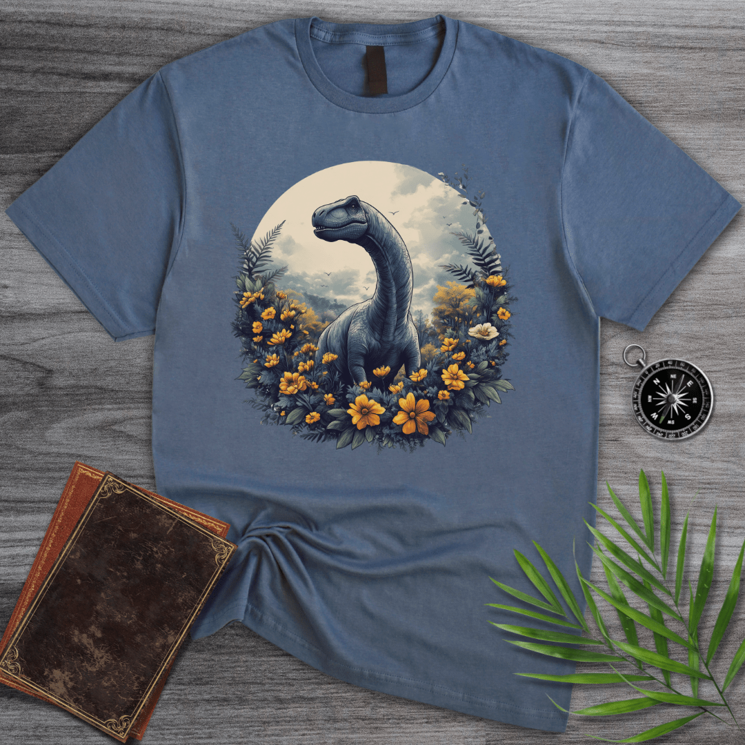 T-Shirt Heather Indigo / S Jurassic Bloom Circle Flower T-Shirt