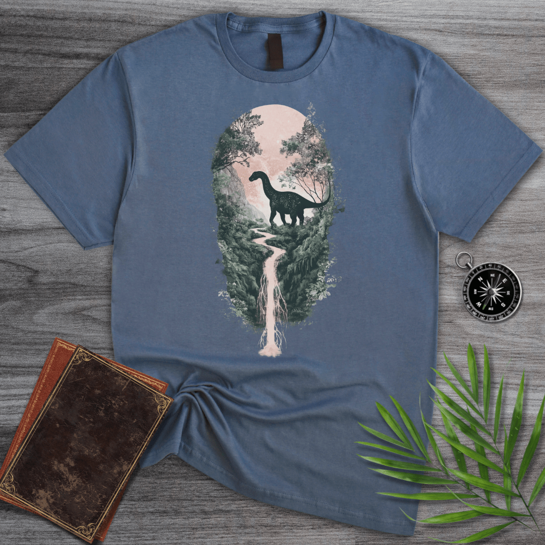 T-Shirt Heather Indigo / S Jurassic Waterfall Forest T-Shirt
