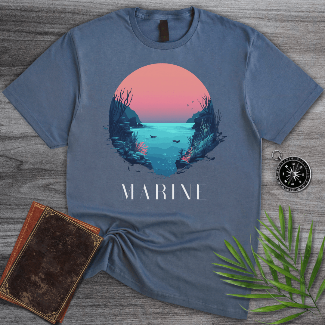 T-Shirt Heather Indigo / S Marine: Ocean at Sunset T-Shirt