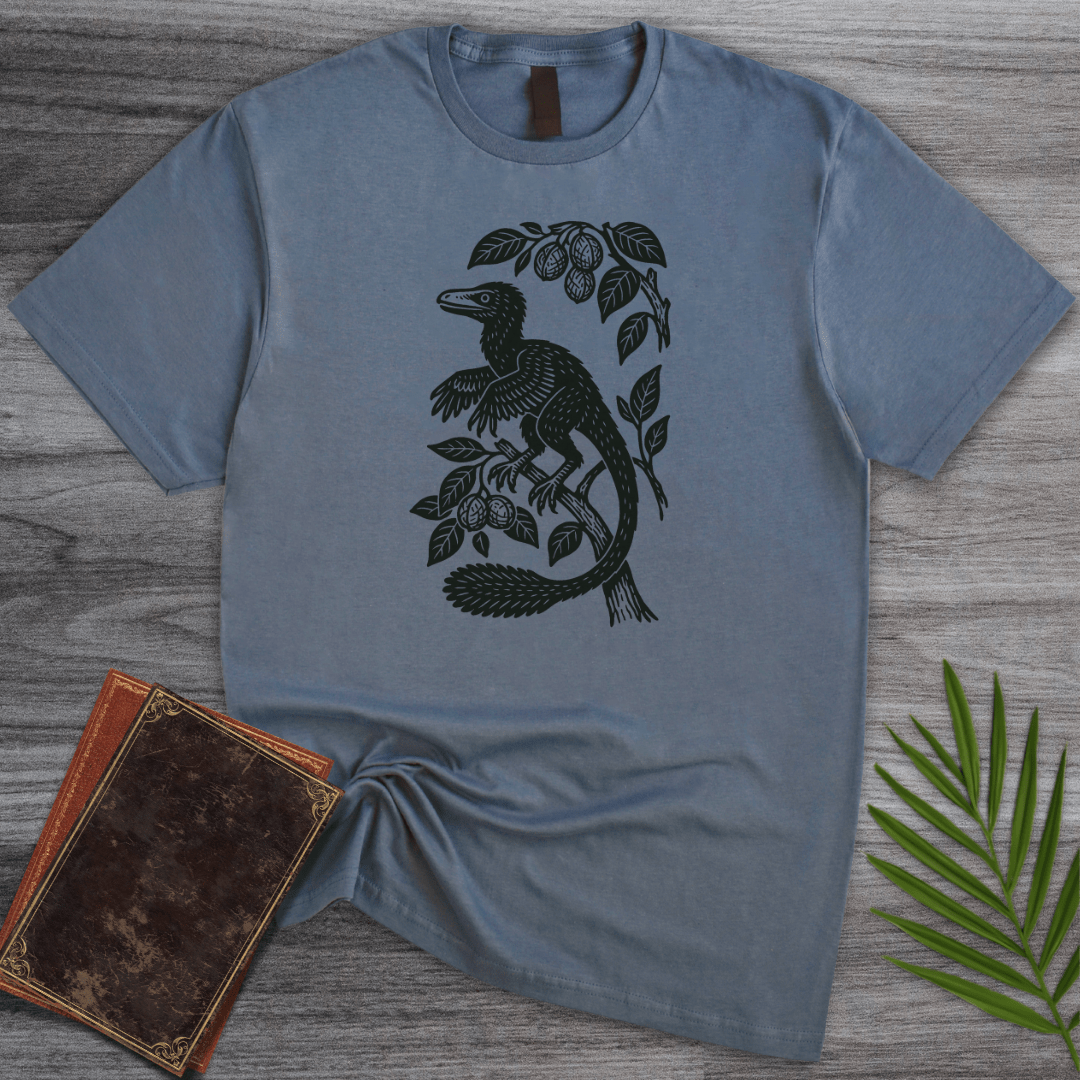 T-Shirt Heather Indigo / S Microraptor Among Leaves T-Shirt