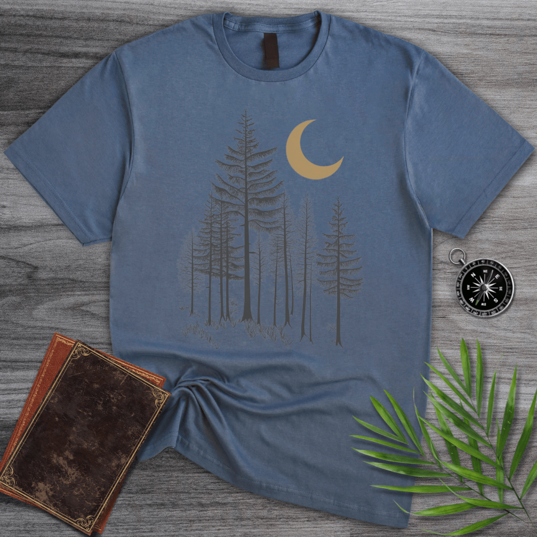 T-Shirt Heather Indigo / S Midnight Pine Moon Forest T-Shirt