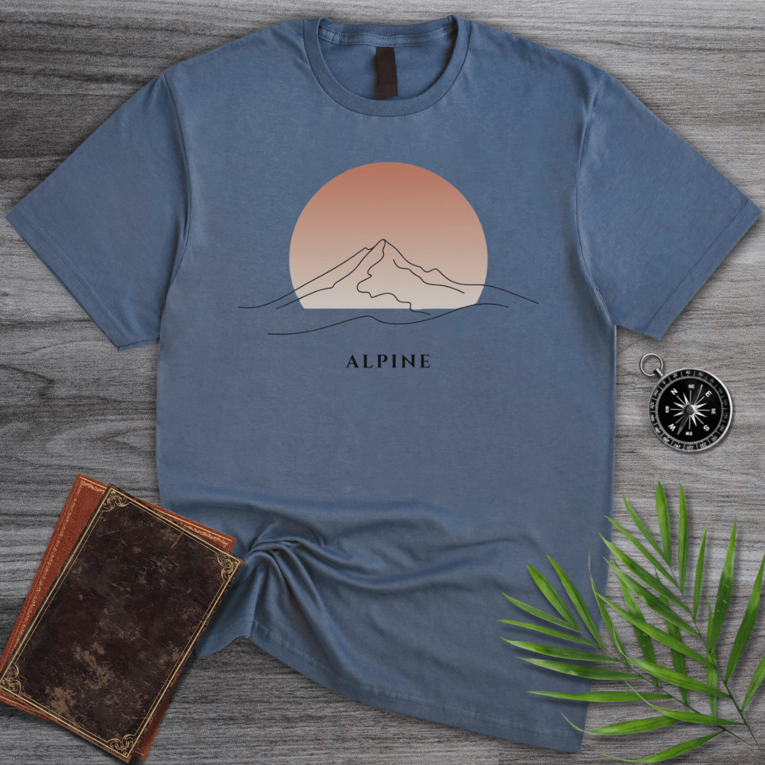 T-Shirt Heather Indigo / S Minimalist Alpine Line Art T-Shirt