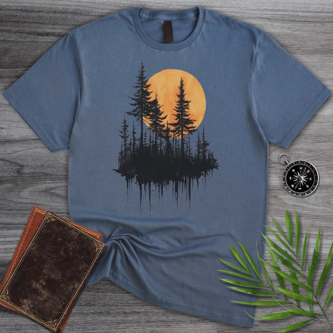 T-Shirt Heather Indigo / S Minimalist Pine & Sun Forest T-Shirt