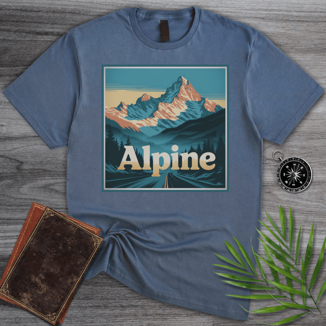 T-Shirt Heather Indigo / S Nostalgic Alpine Mountains T-Shirt