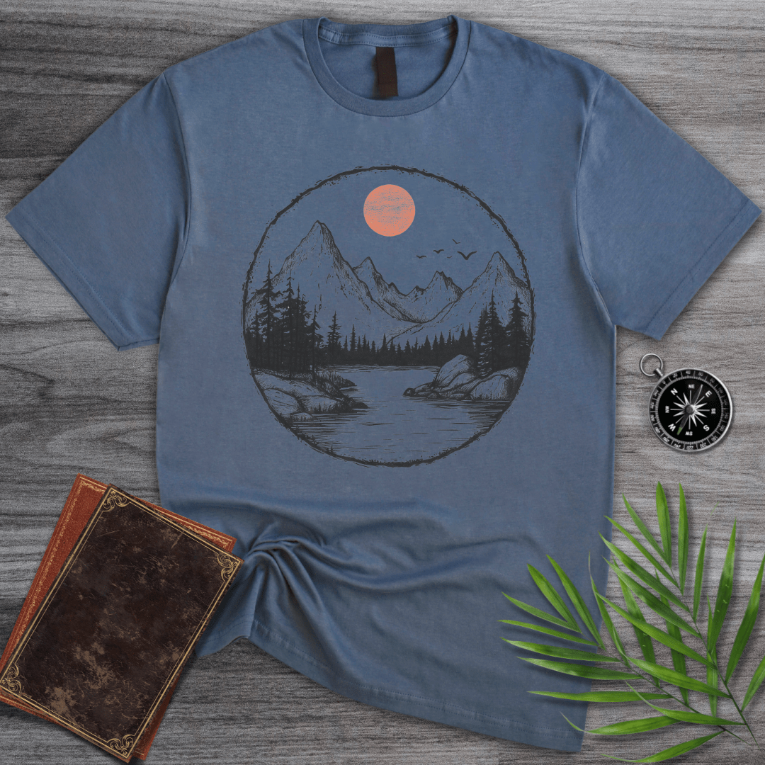 T-Shirt Heather Indigo / S Tranquil Mountain View T-Shirt