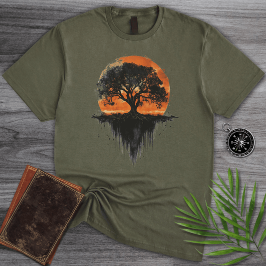 T-Shirt Military Green / S Black Sunset Elder Tree T-Shirt