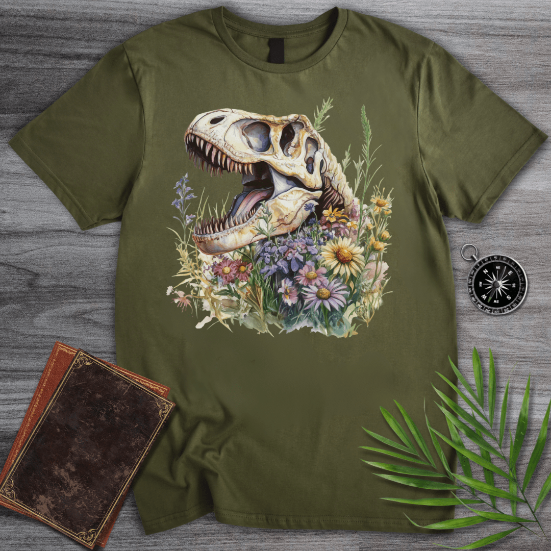 T-Shirt Military Green / S Blossoming T-Rex Fossil T-Shirt