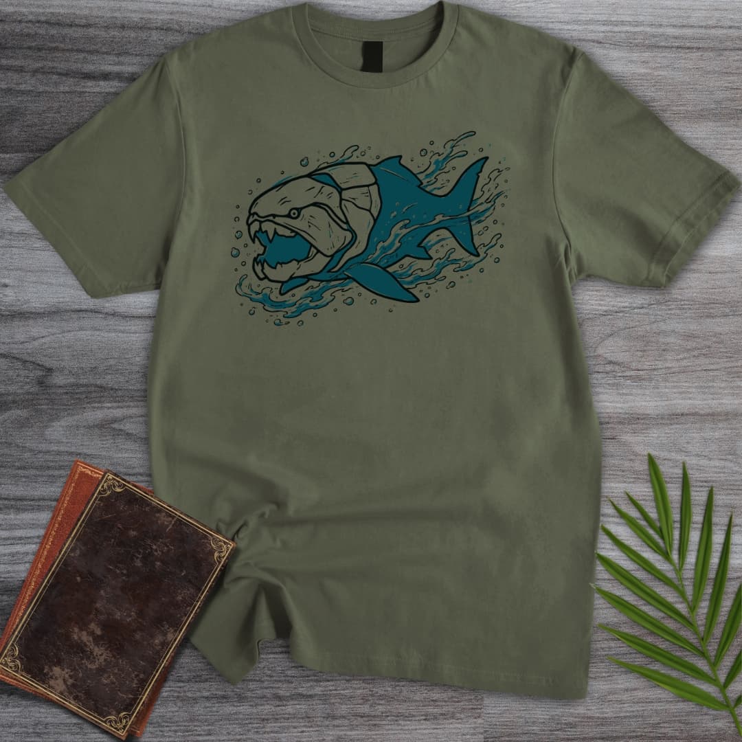 T-Shirt Military Green / S Deep Teal Dunkleosteus T-Shirt