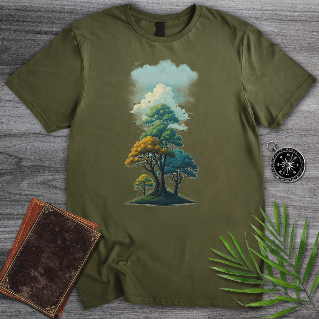 T-Shirt Military Green / S Environmental Tree Landscape T-Shirt