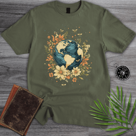 T-Shirt Military Green / S Floral Earth Harmony Graphic T-Shirt