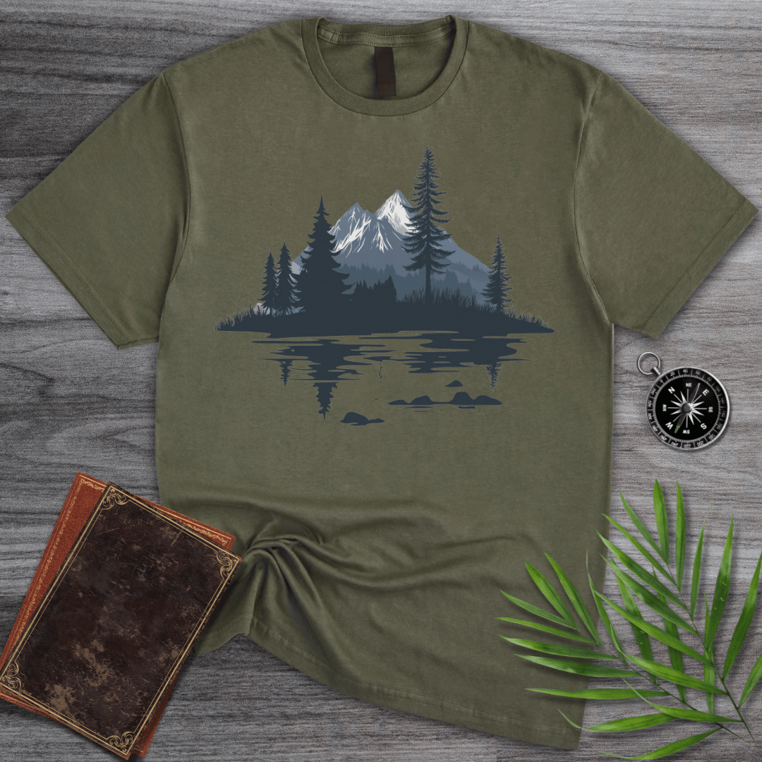 T-Shirt Military Green / S Glacial Mountain Pine Landscape T-Shirt