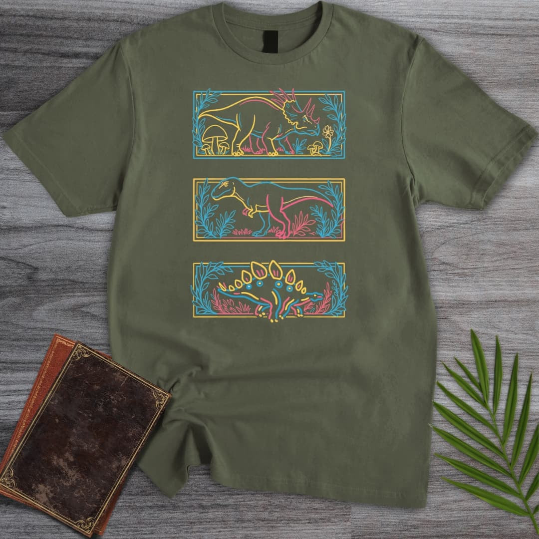 T-Shirt Military Green / S Glowing Dino's T-Shirt