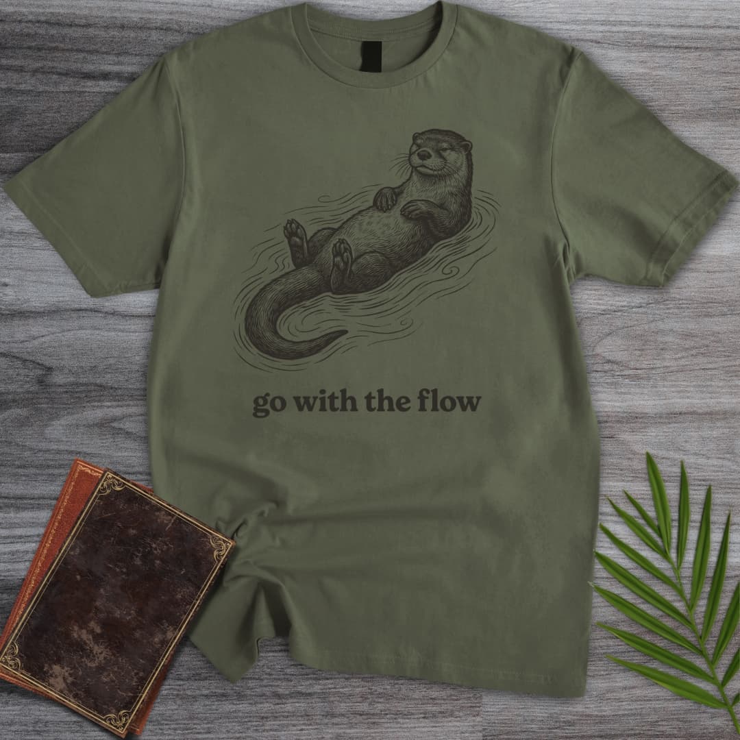 T-Shirt Military Green / S Go With The Flow Otter T-Shirt