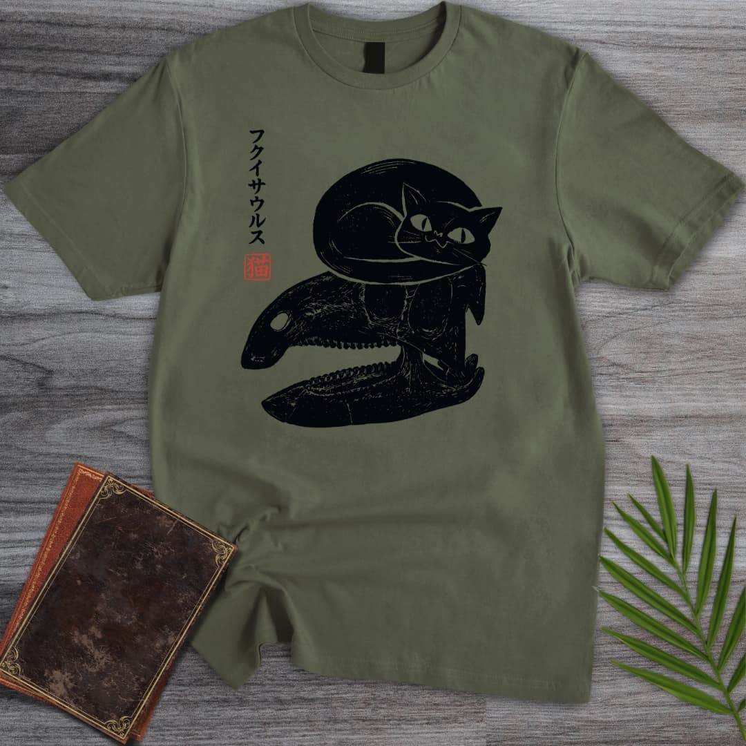 T-Shirt Military Green / S Japanese Cat & Fossil T-Shirt