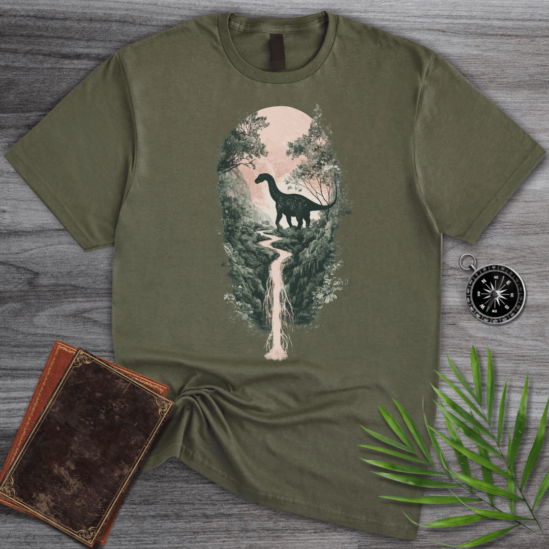 T-Shirt Military Green / S Jurassic Waterfall Forest T-Shirt