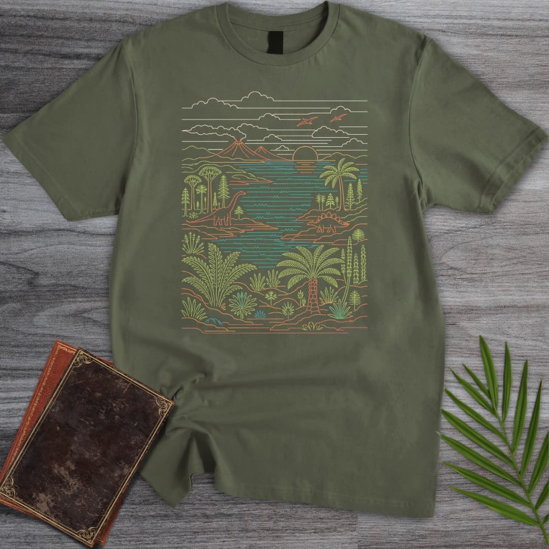 T-Shirt Military Green / S Linear Prehistoric Environment T-Shirt