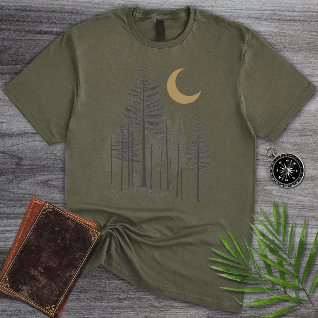 T-Shirt Military Green / S Midnight Pine Moon Forest T-Shirt
