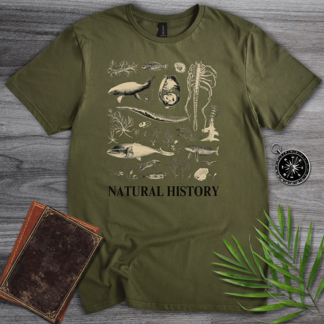 T-Shirt Military Green / S Natural History T-Shirt: Prehistoric Fossils