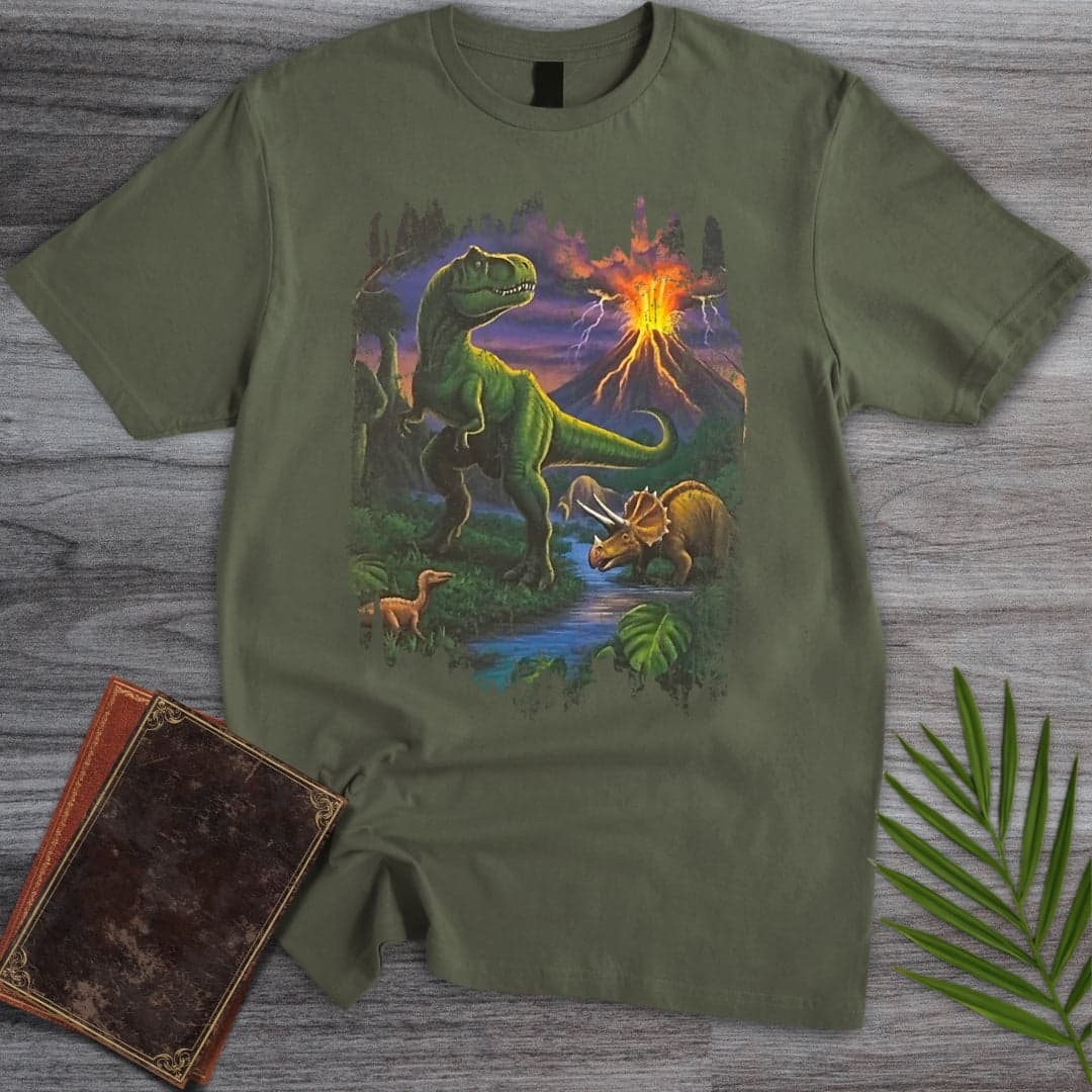 T-Shirt Military Green / S Nostalgic 90's Volcanic Dino T-Shirt