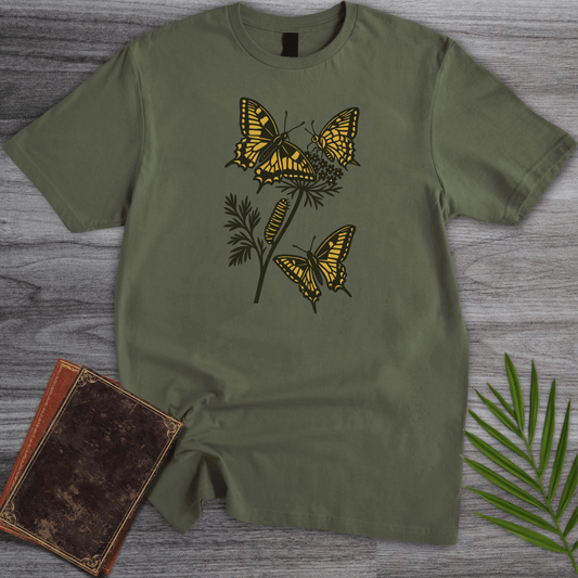 T-Shirt Military Green / S Swallowtail Butterfly Life Cycle T-Shirt