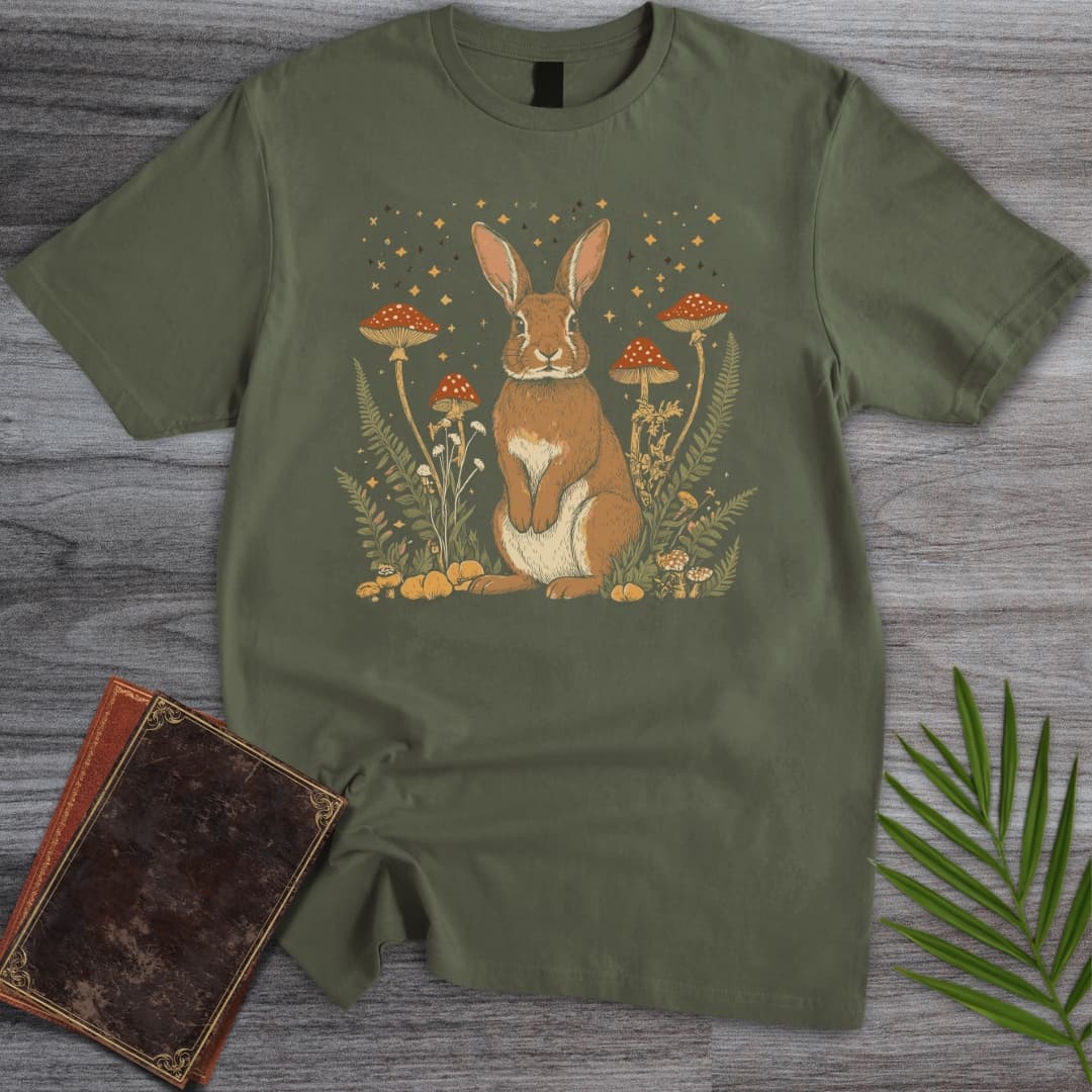 T-Shirt Military Green / S Toadstool Glade Rabbit T-Shirt