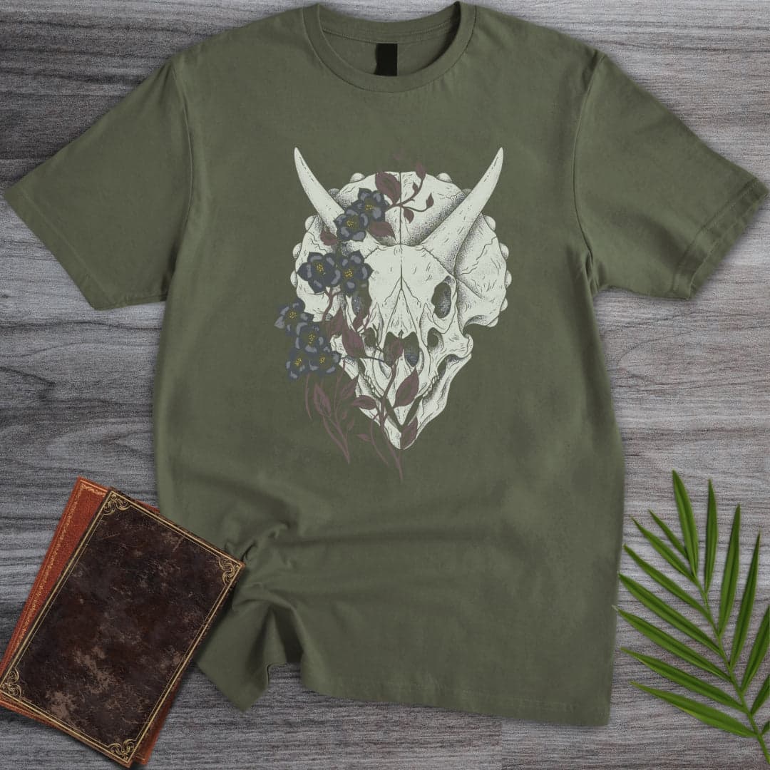 T-Shirt Military Green / S Triceratops Botanical Relic T-Shirt