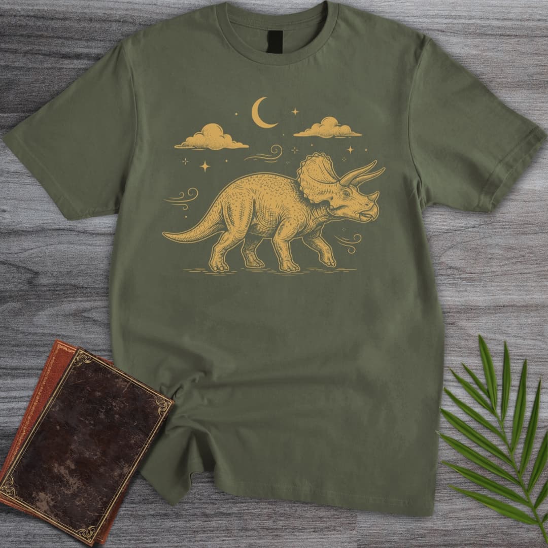 T-Shirt Military Green / S Triceratops Old Stars T-Shirt