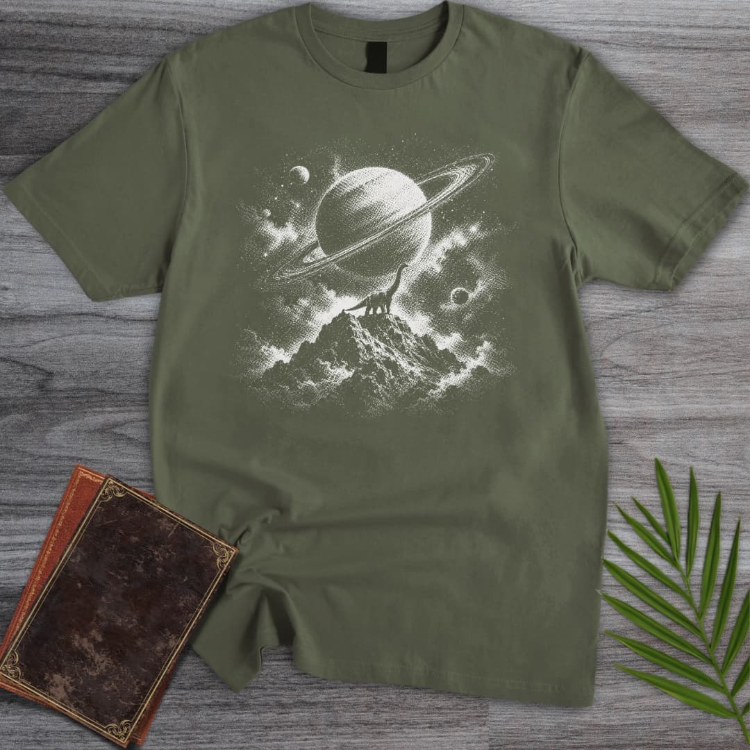 T-Shirt Military Green / S Vintage Extraterrestrial Dinosaurs T-Shirt