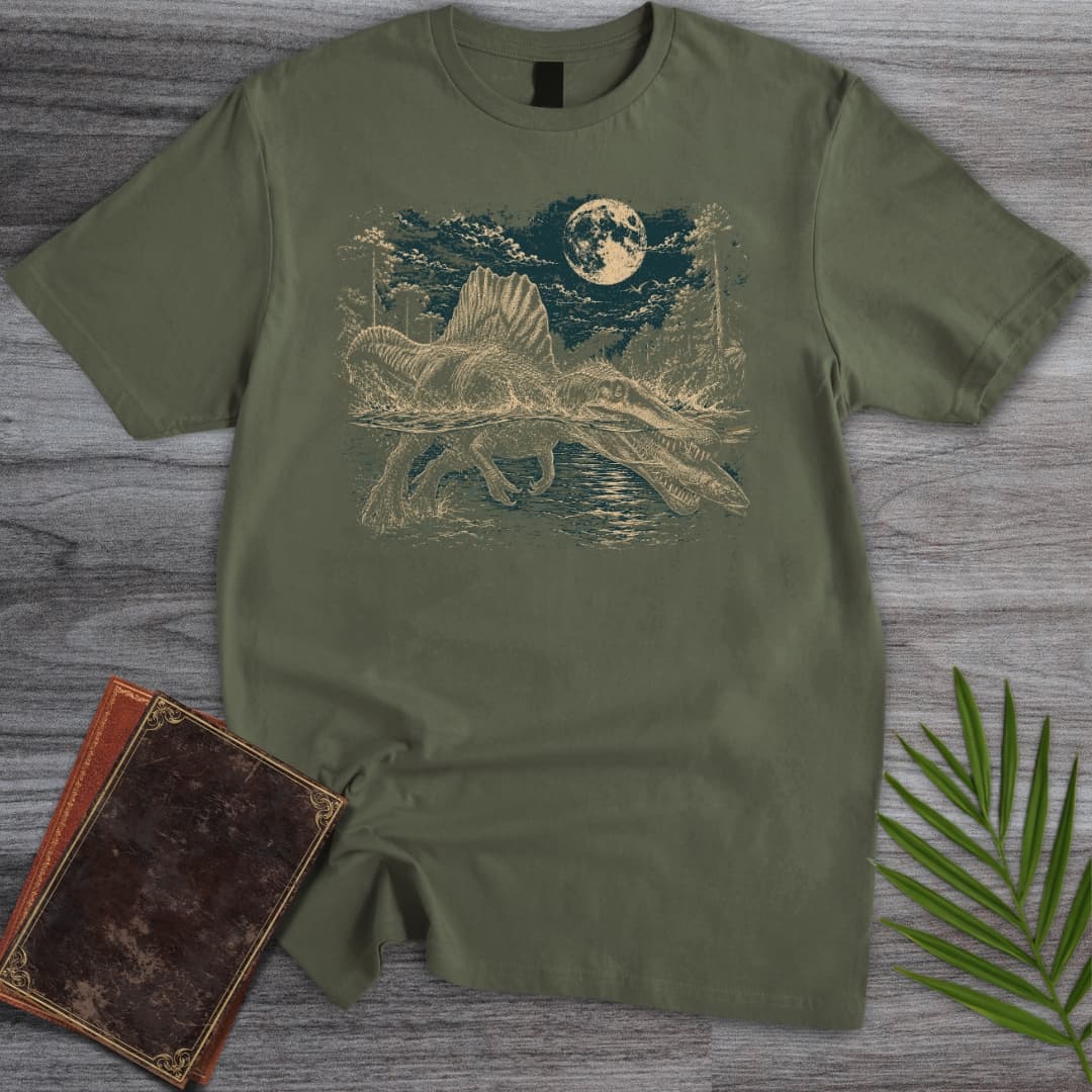 T-Shirt Military Green / S Vintage Spinosaurus Night Hunt T-Shirt
