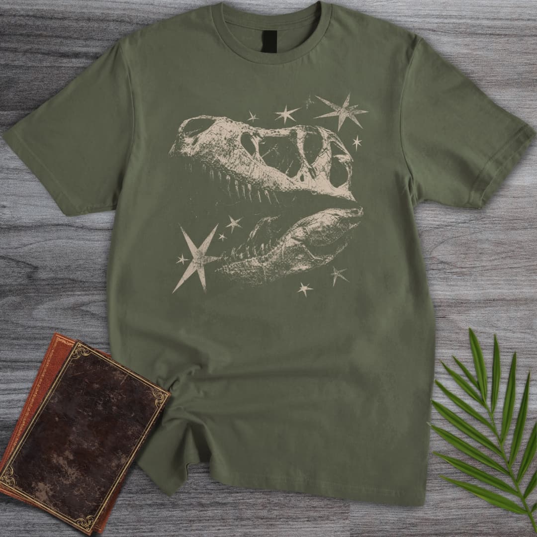 T-Shirt Military Green / S Vintage Y2K T.rex Skull T-Shirt