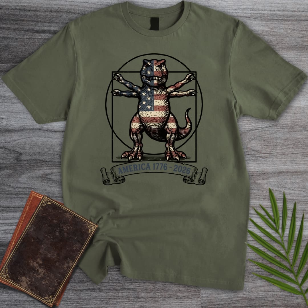 T-Shirt Military Green / S Vitruvian T-Rex Americas 250th T-Shirt