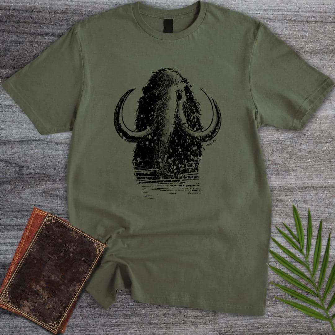 T-Shirt Military Green / S Woolly Mammoth: Winter King T-Shirt (ldn_rdnt_art)