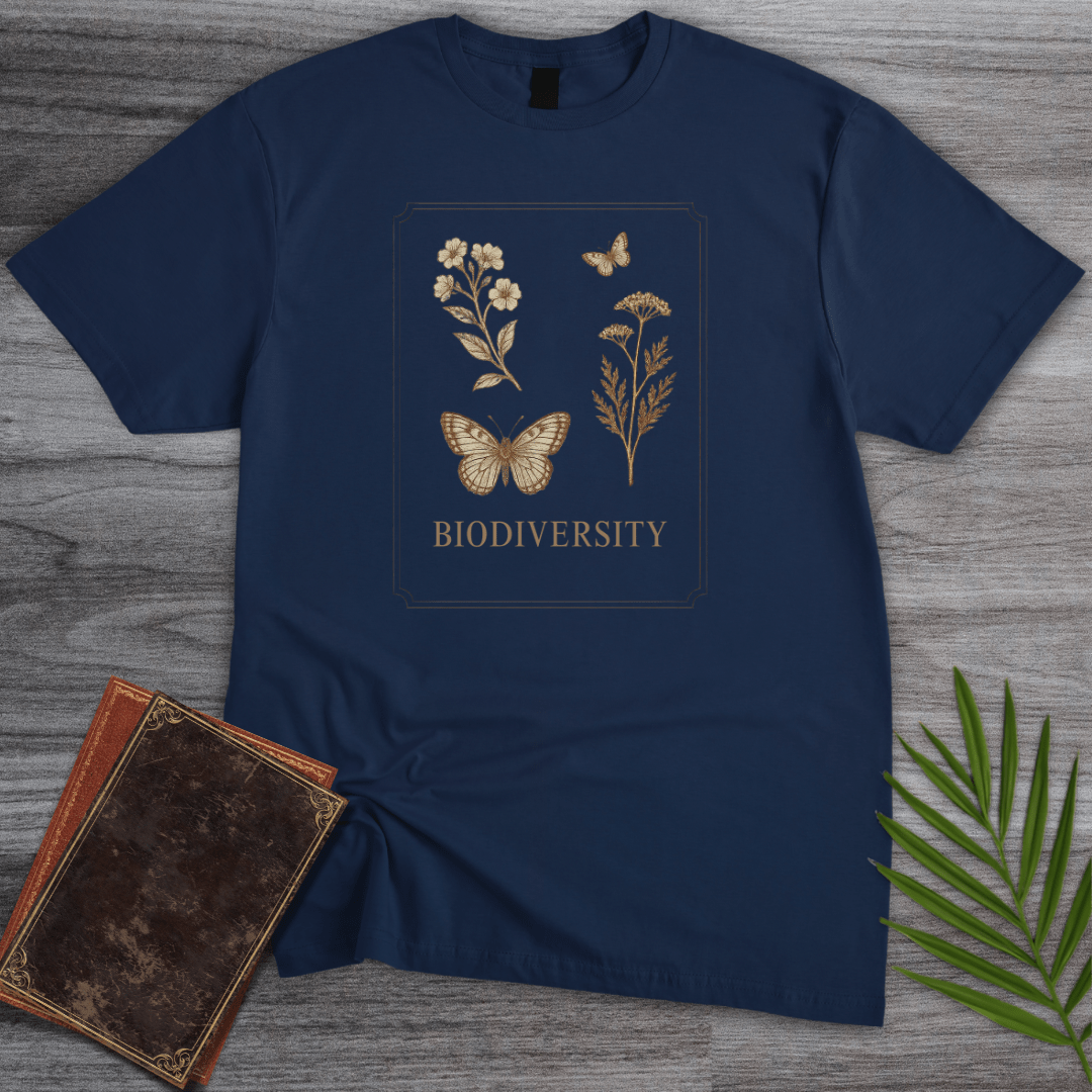 T-Shirt Navy / S Biodiversity Floral Butterflies T-Shirt