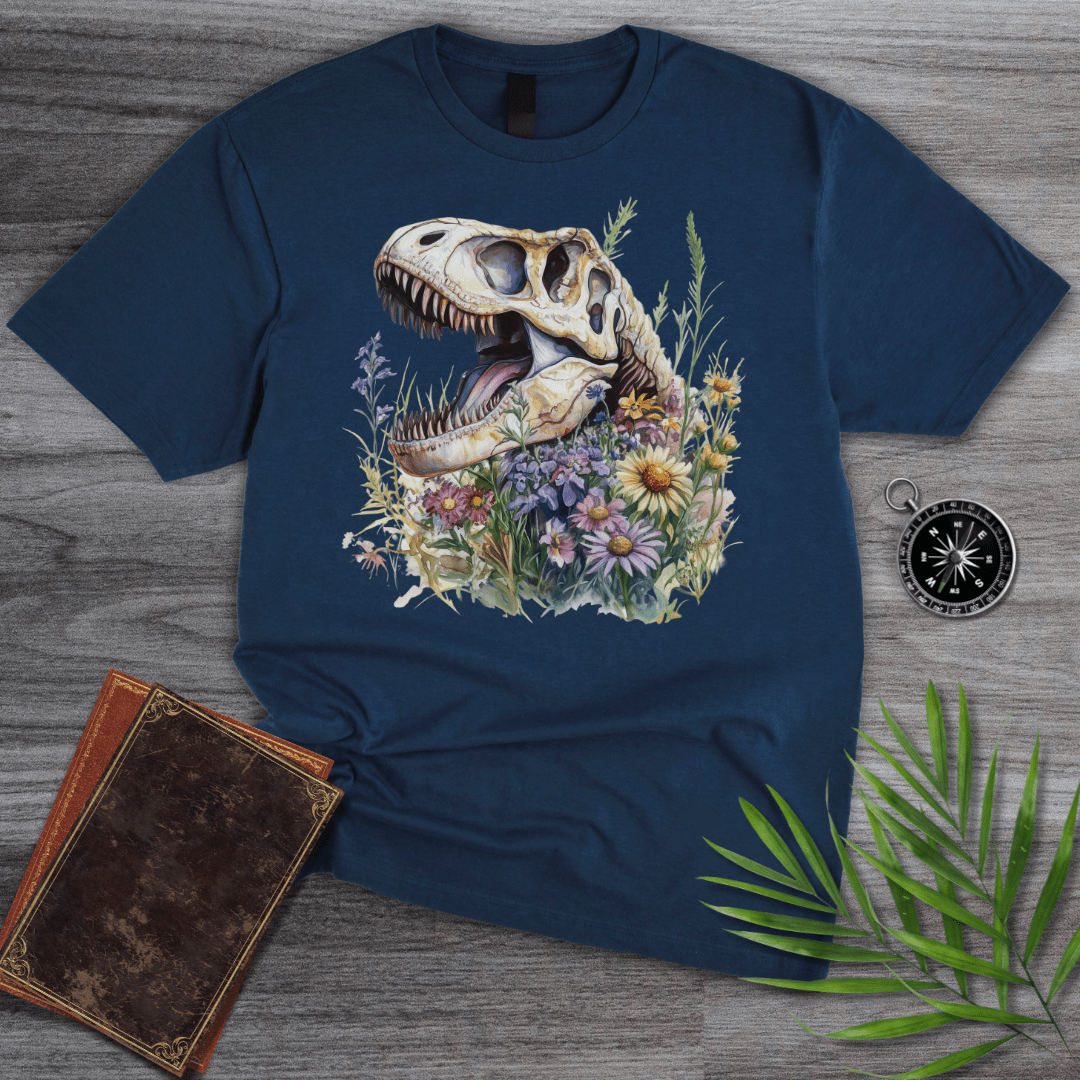T-Shirt Navy / S Blossoming T-Rex Fossil T-Shirt