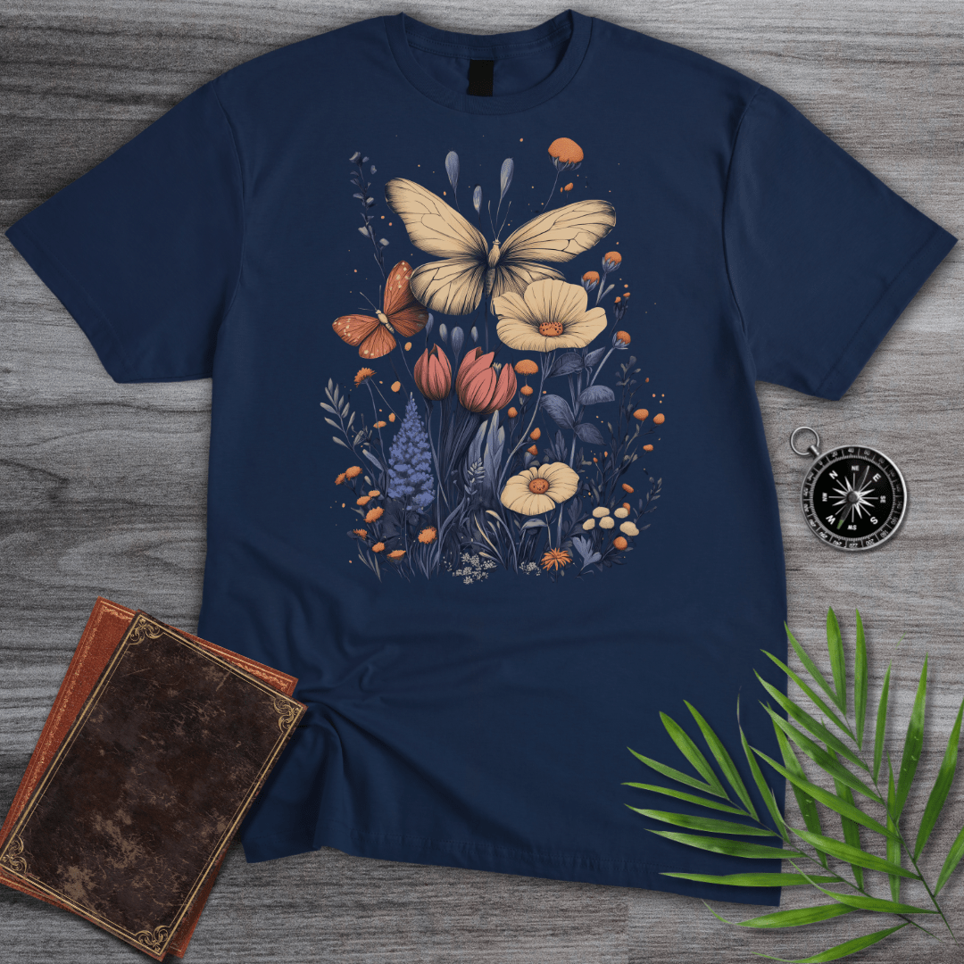 T-Shirt Navy / S Butterflies in Bloom Garden T-Shirt