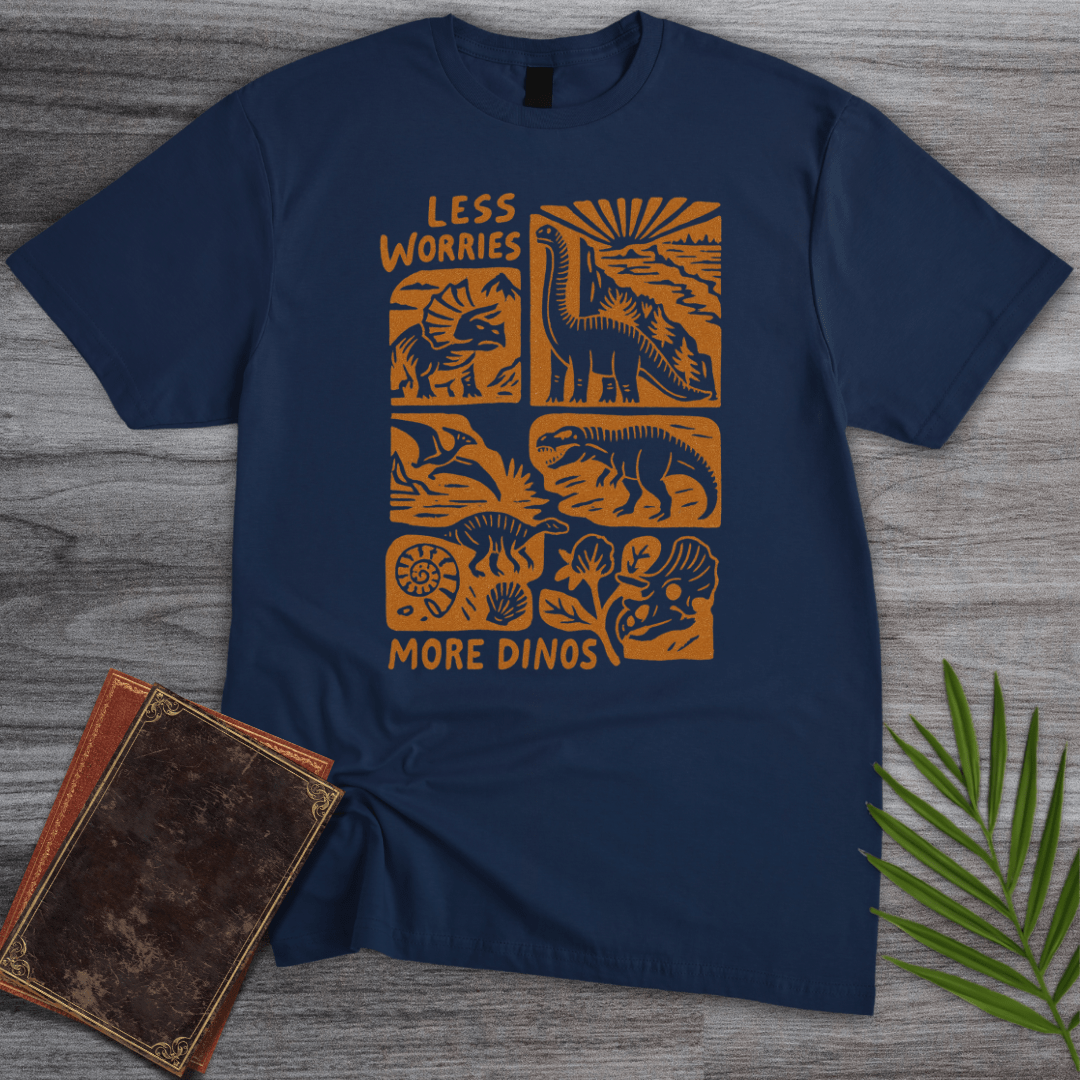 T-Shirt Navy / S Less Worries More Dinos T-Shirt