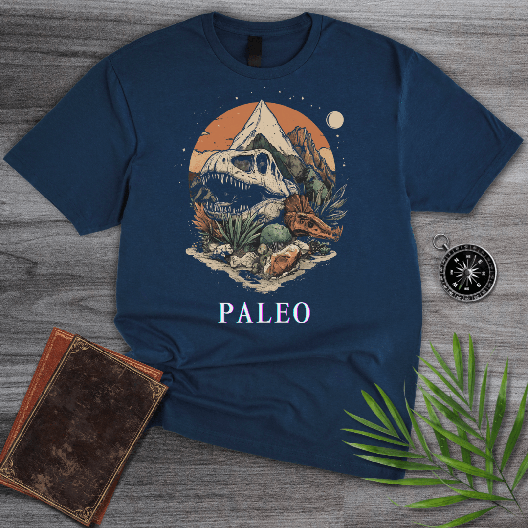 T-Shirt Navy / S Paleo T-Rex Fossil & Mountain T-Shirt