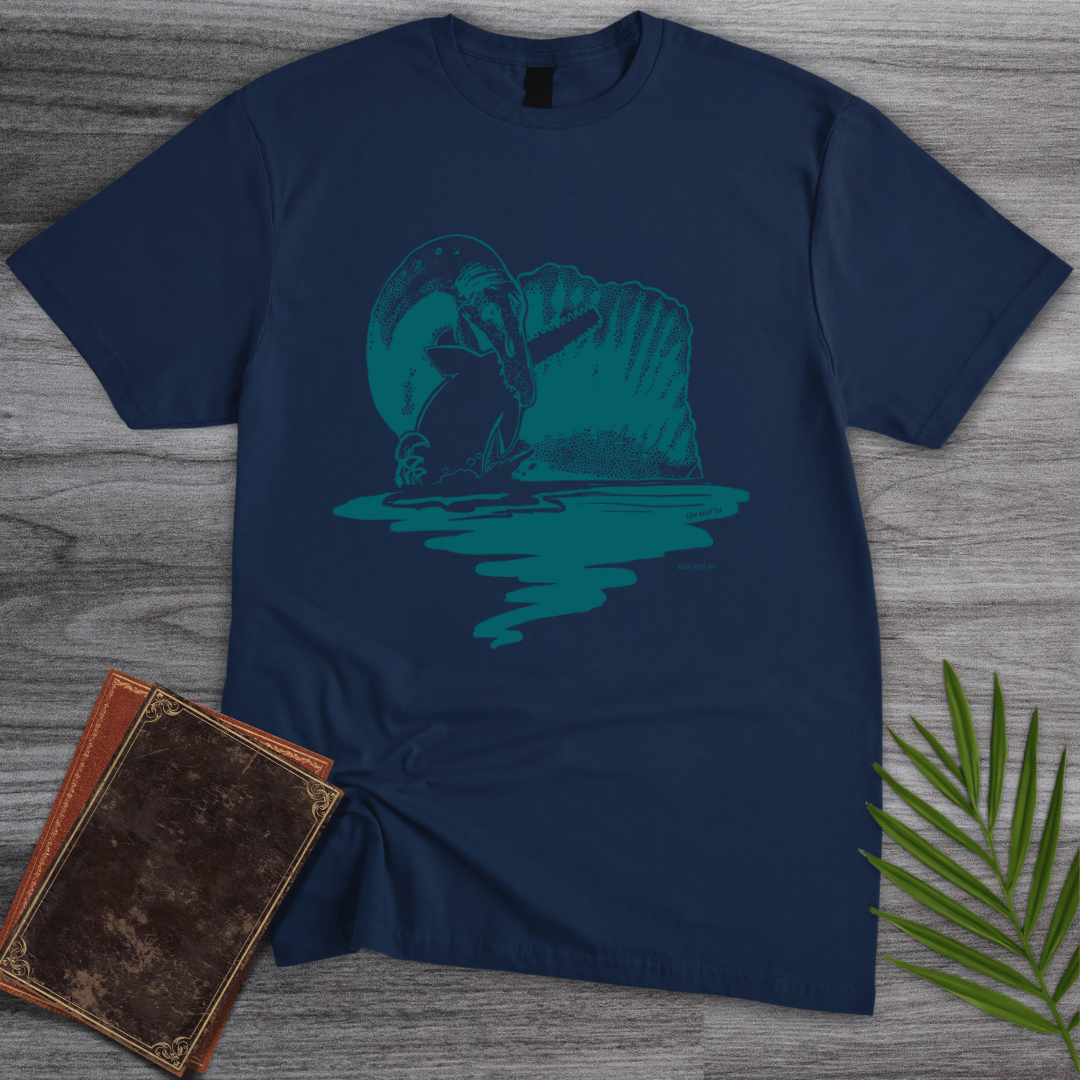 T-Shirt Navy / S Spinosaurus, King of Kingfishers T-Shirt (palaeoden_art)