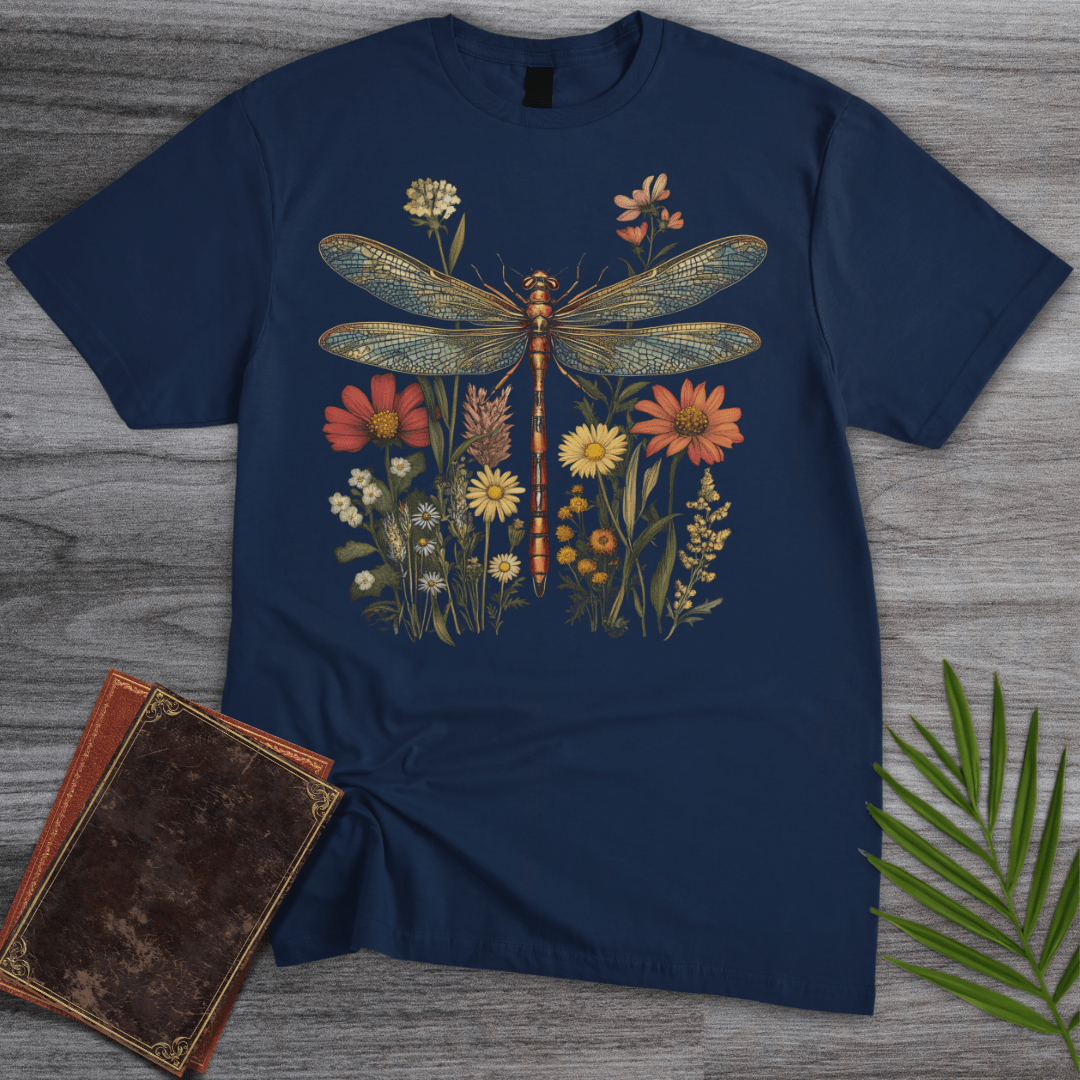 T-Shirt Navy / S Vintage Dragonfly Cottagecore T-shirt